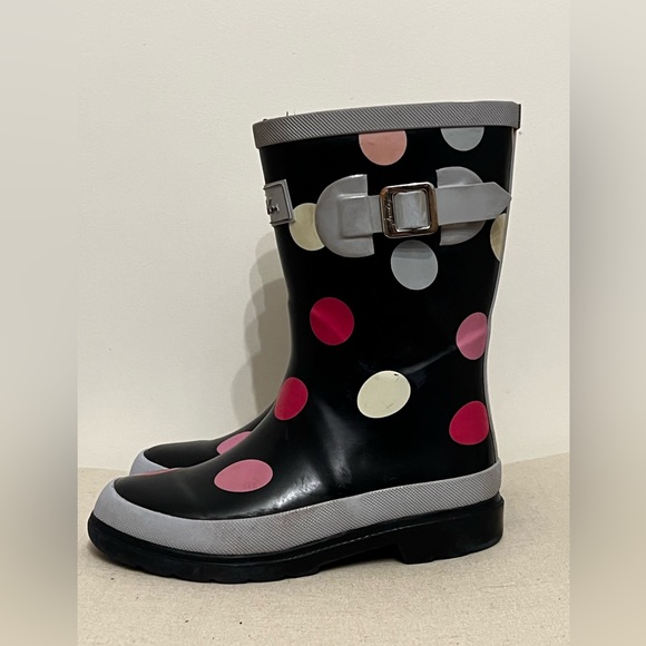 Joules Girl's Waterproof Reflective Welly Polka Dot Print Rain Boots Size 1 - Picture 6 of 12